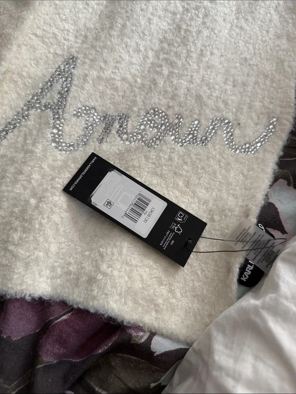 Karl Lagerfeld Cream Eiffel Tower Accent Scarf